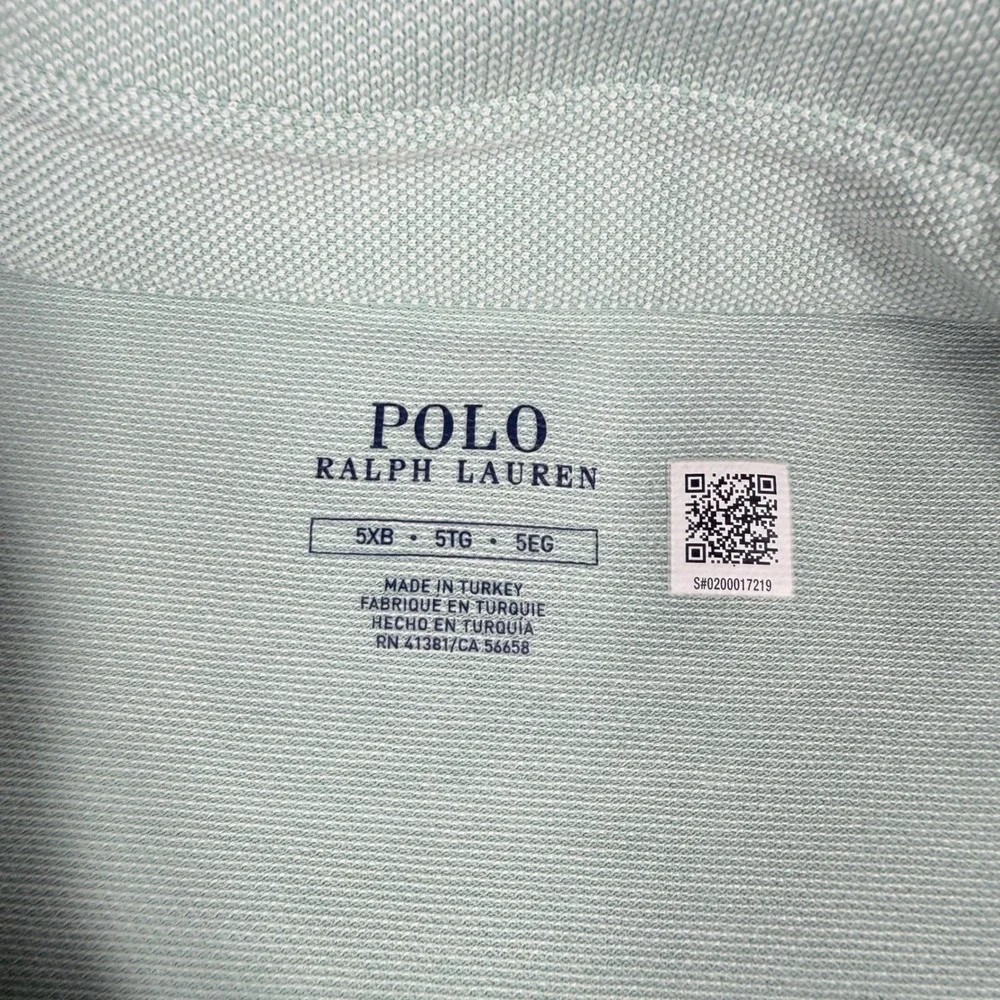 Polo Ralph Lauren Mens 5XB Mint Green Pique Polo Shirt Short Sleeve 711963494002